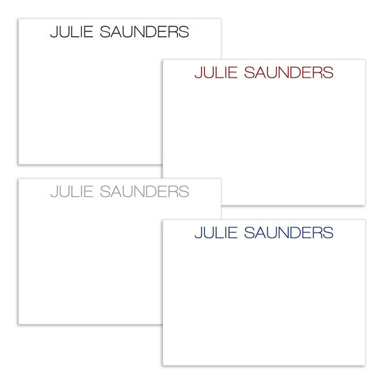 Modern Large Name Flat Note Card Collection